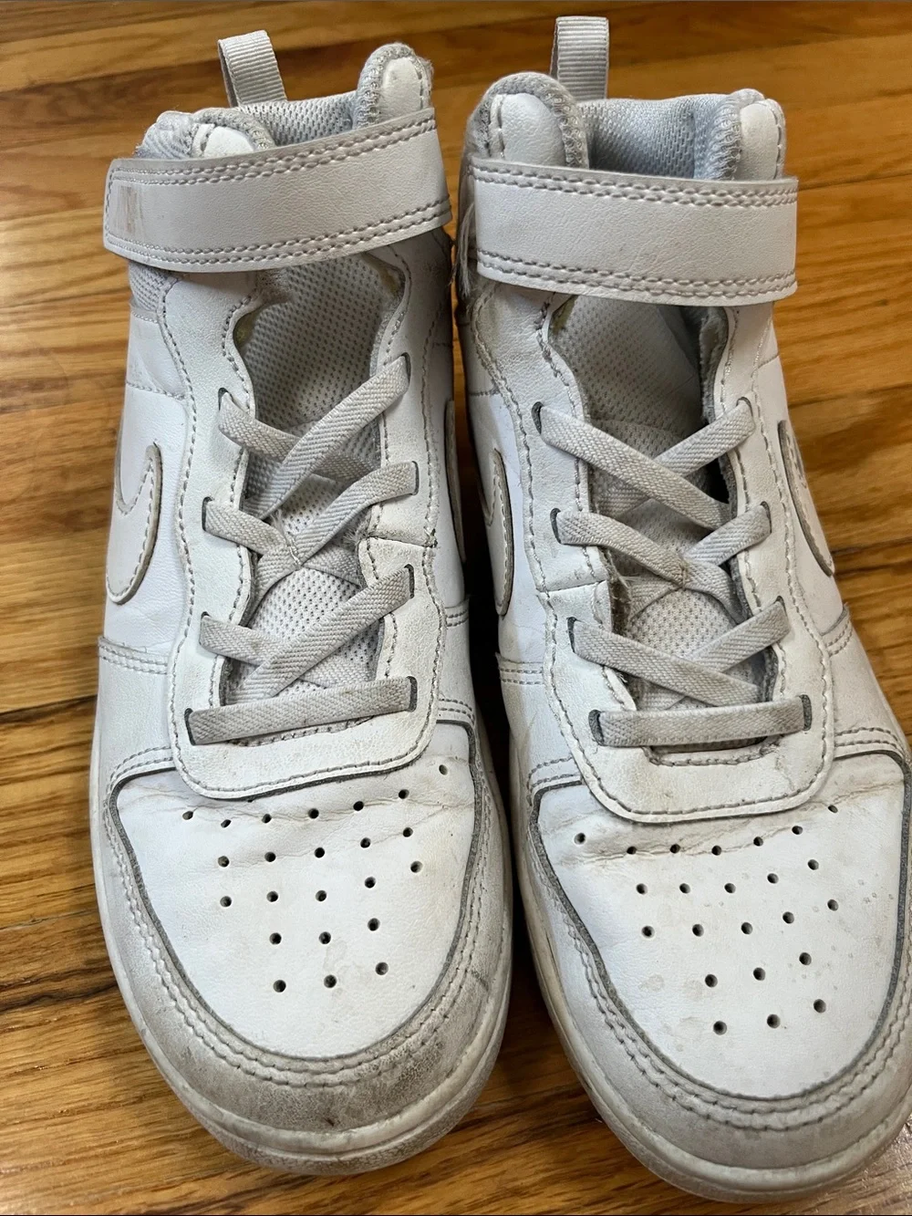 Nike Kids White High-Top Sneakers with Hook-and-Loop Strap